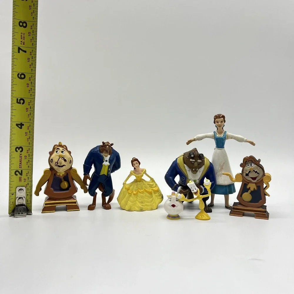 Disney Beauty‎ & The Beast Figure Toy Lot 8 Cake Topper Belle Cogsworth Beast